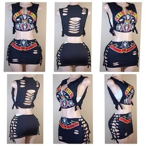 Guns N Roses Custom Tshirt Skirt Set